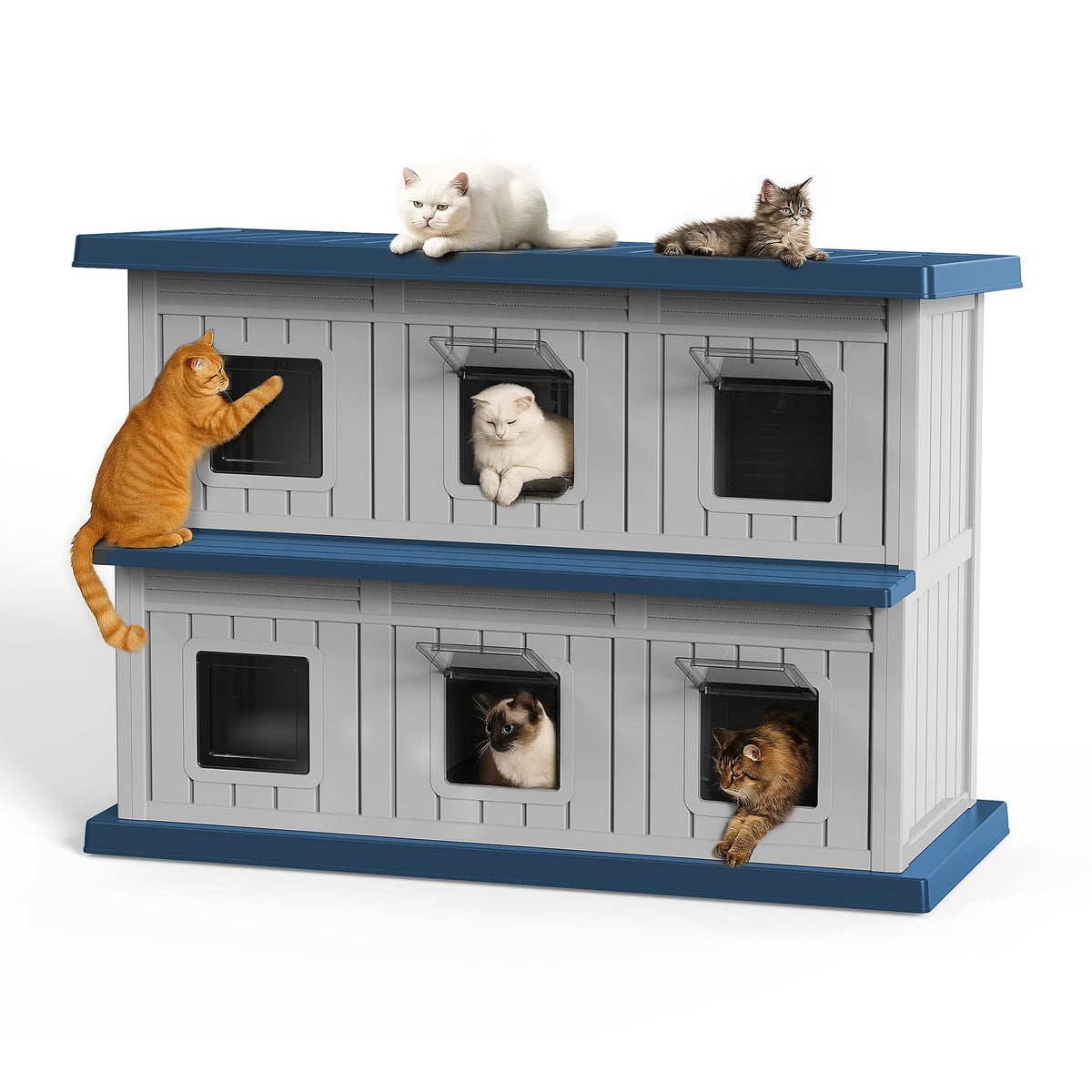 Resin Double-Decker Outdoor Cat House C28882