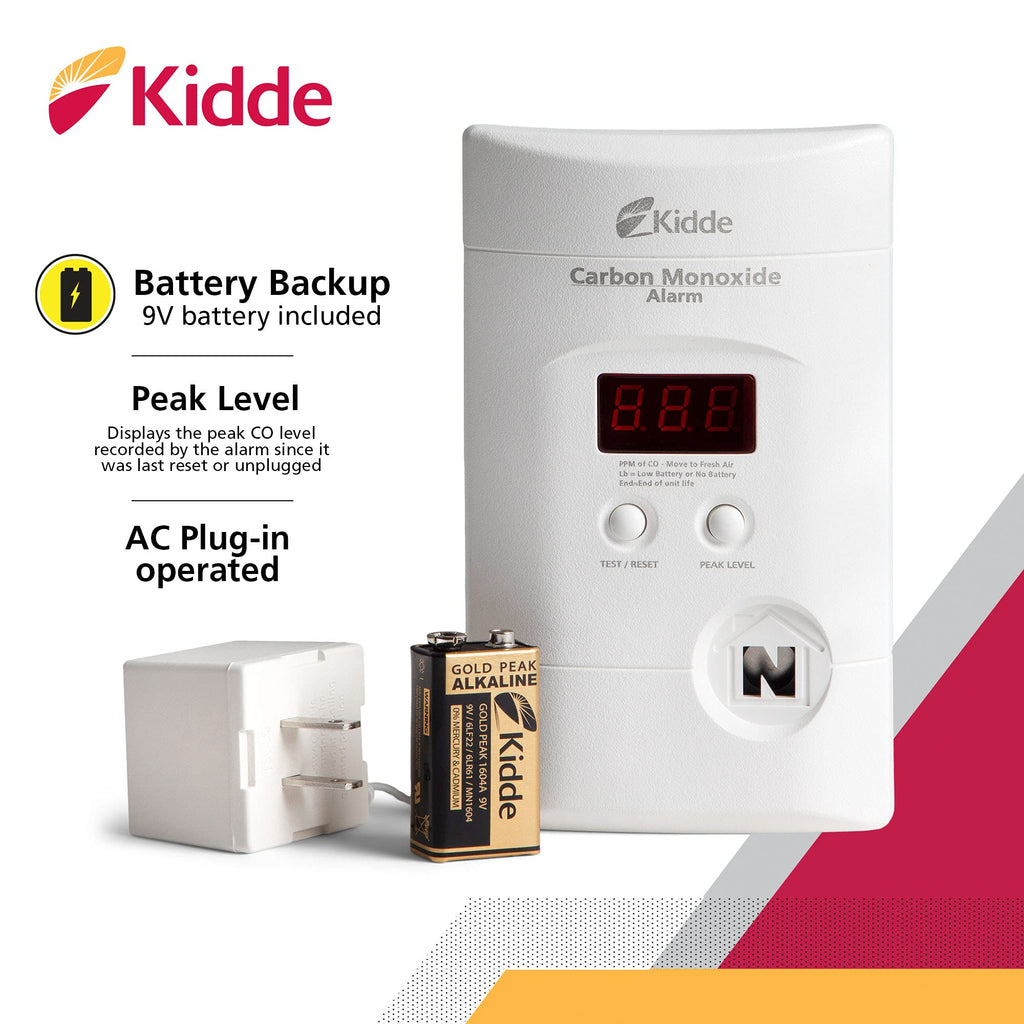 Carbon Monoxide Detector, Plug-In with Digital Display G925