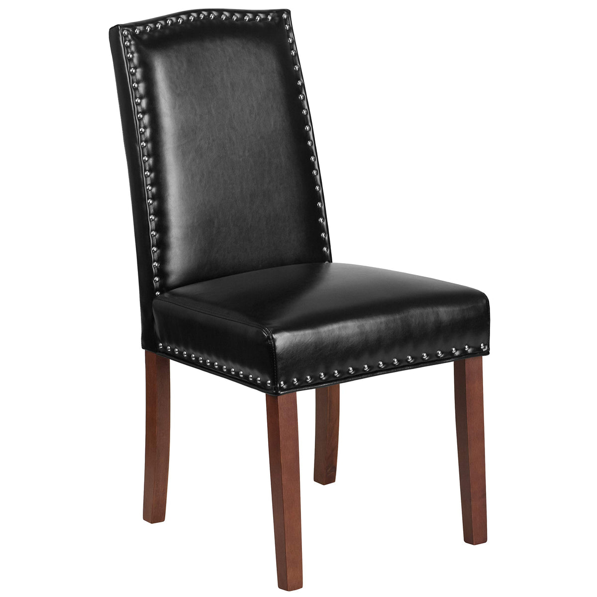 Black LeatherSoft Parsons Chair with Nail Trim M12425
