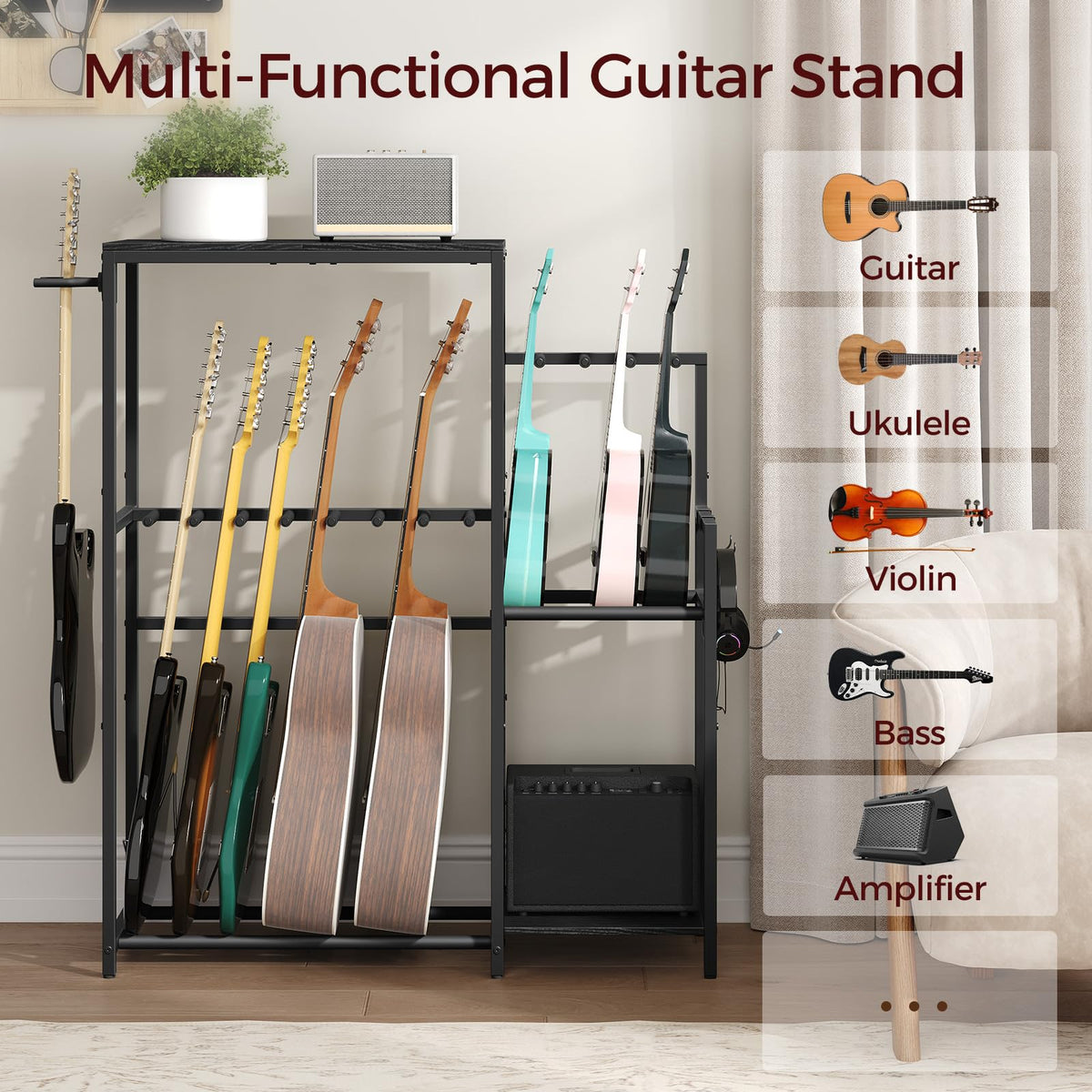 Guitar Stand, Multi-Guitar Rack, AMP Stand, Record Rack D640218