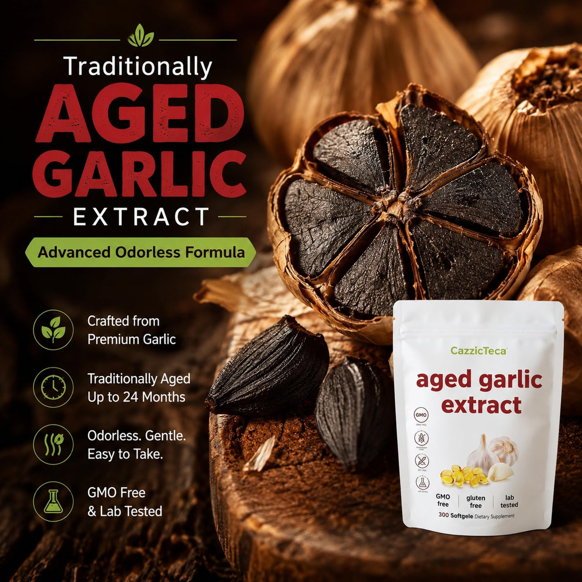 Odorless Organic Garlic Extract 7500mg 300 Softgels A670469