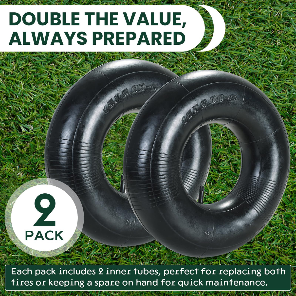 2 Pack 15 x 6.00-6" Inner Tubes with TR-13 Valve Stem N1823