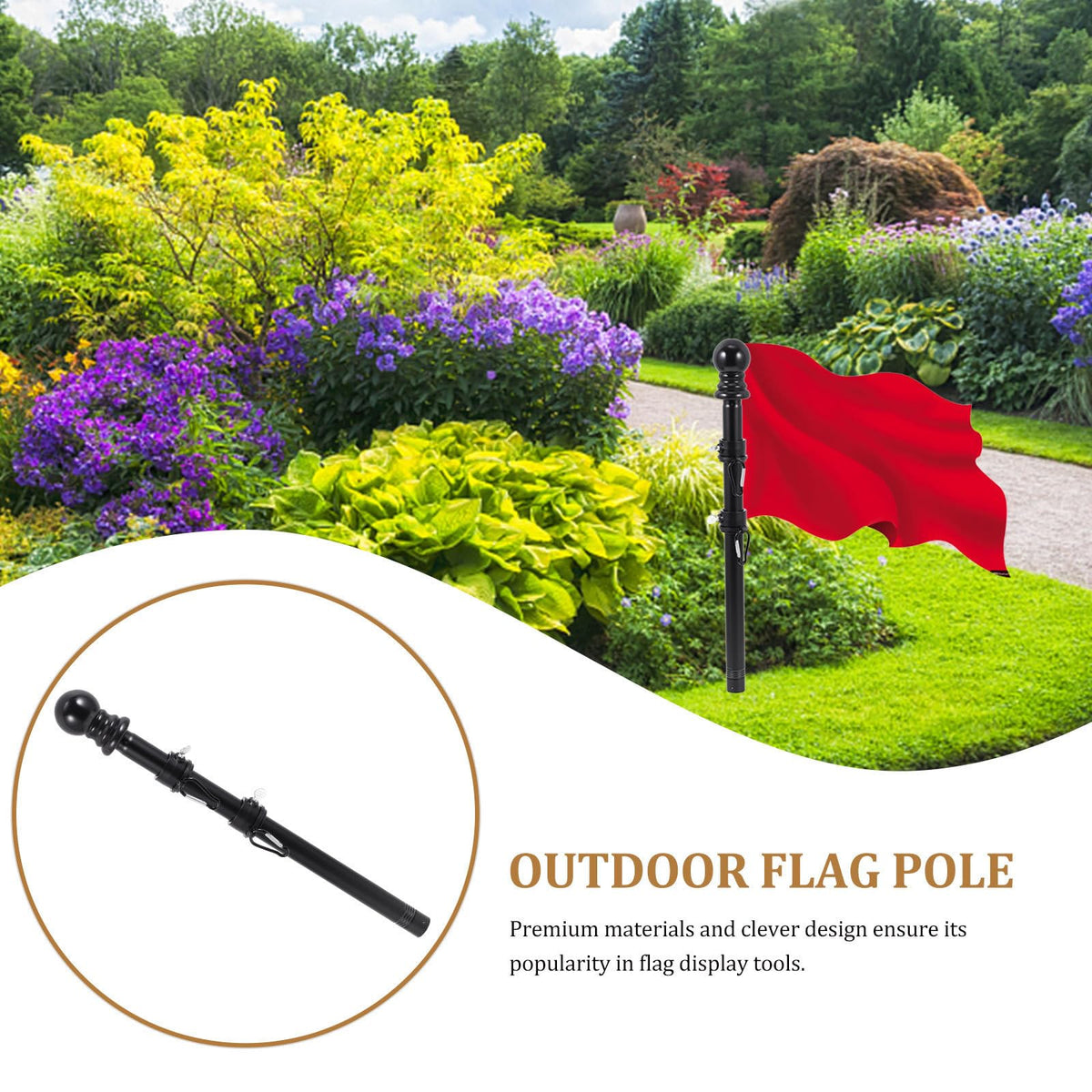 Black Rotating Flagpole Assembly with Base H2094