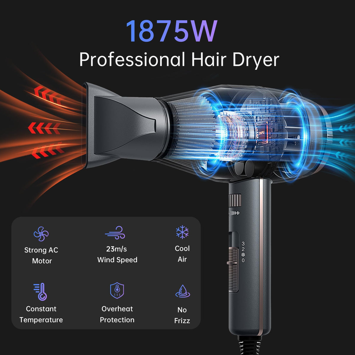 Ionic Hair Dryer with Diffuser 1875 Watt X34818