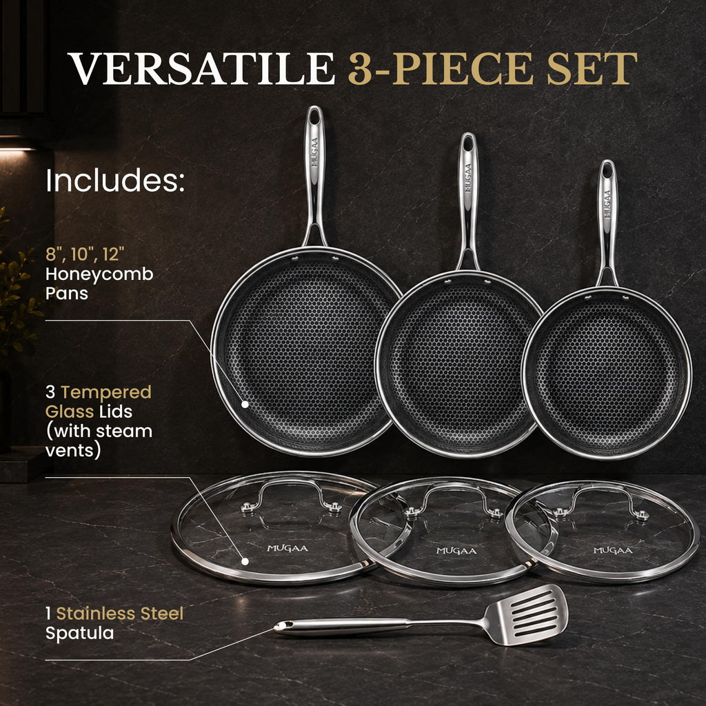 8/10/12" Stainless Steel Nonstick Pan Set L638813