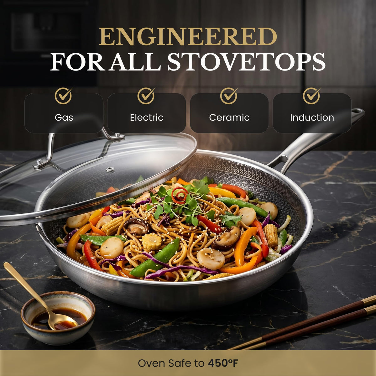 8/10/12" Stainless Steel Nonstick Pan Set L638813