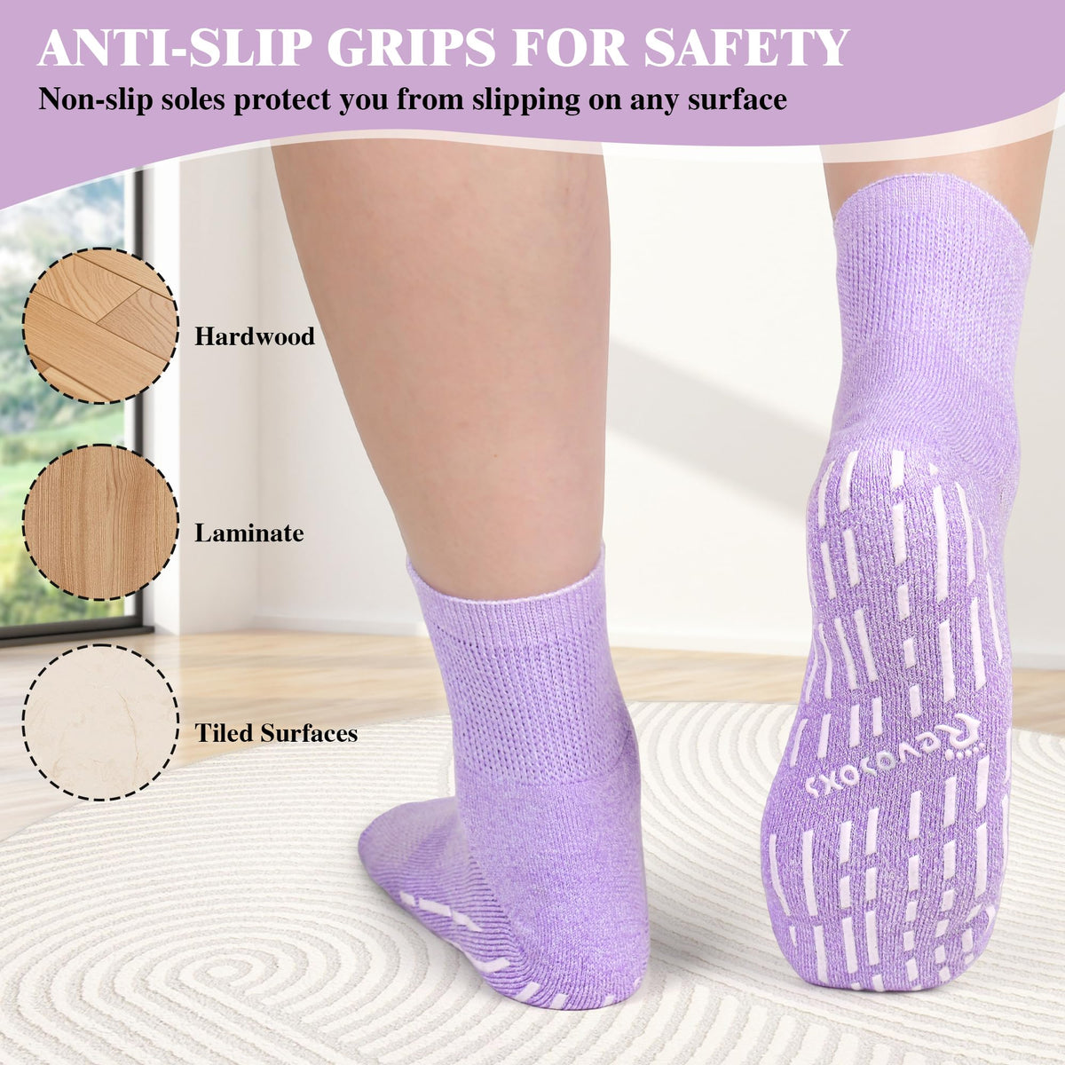 Non Slip Seamless Diabetic Ankle Socks 5 Pairs Z9632