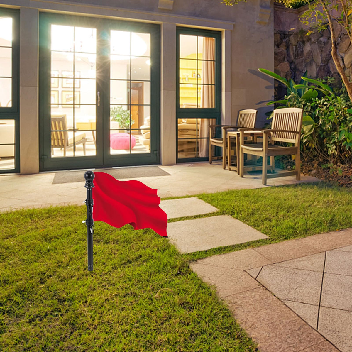 Black Rotating Flagpole Assembly with Base H2094