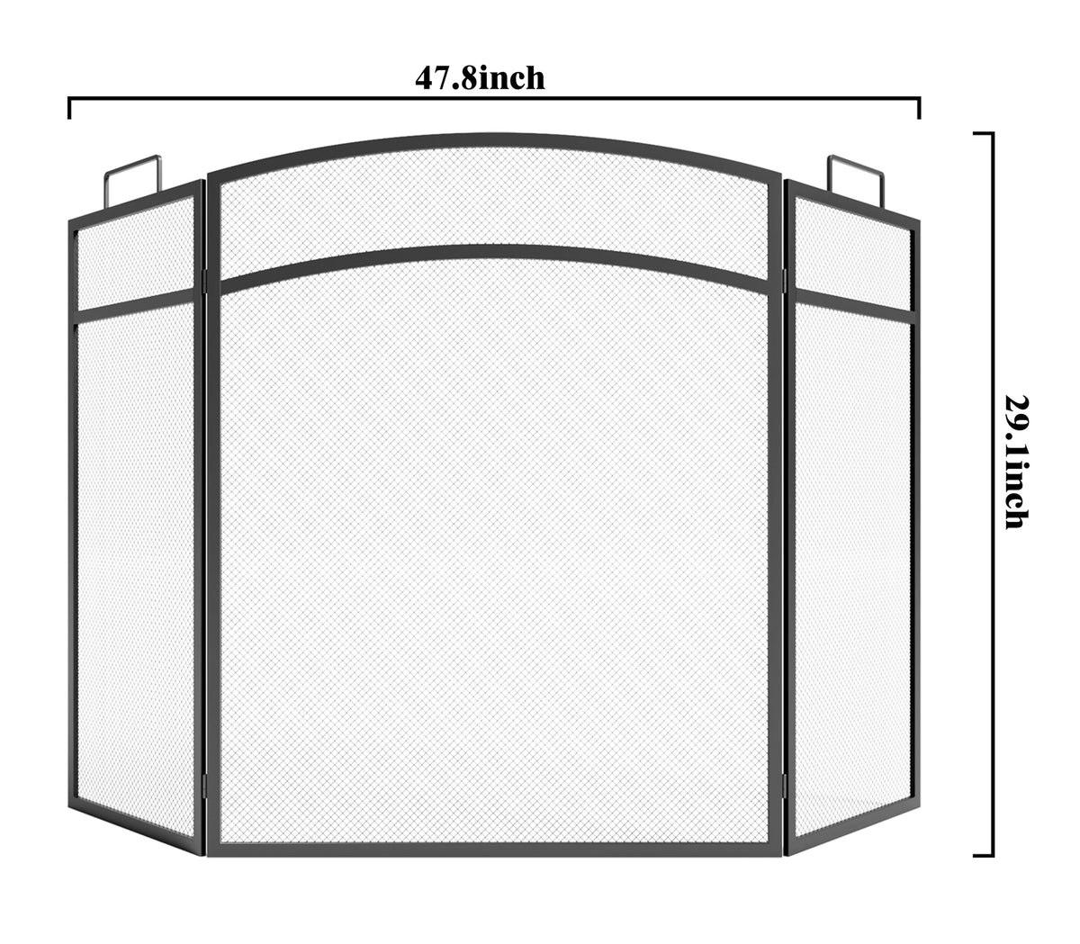 Black Foldable Wrought Metal Mesh Fireplace Screen I5261