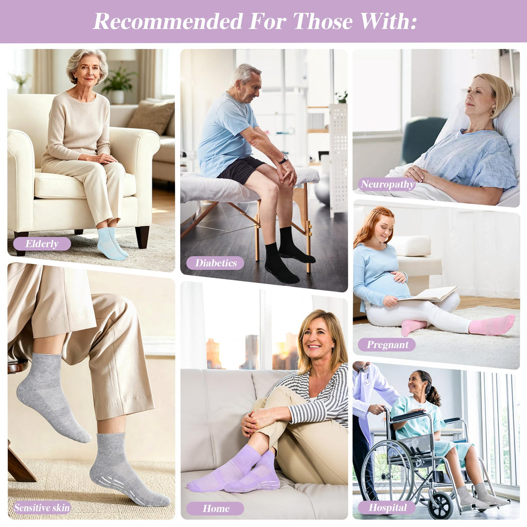 Non Slip Seamless Diabetic Ankle Socks 5 Pairs Z9632