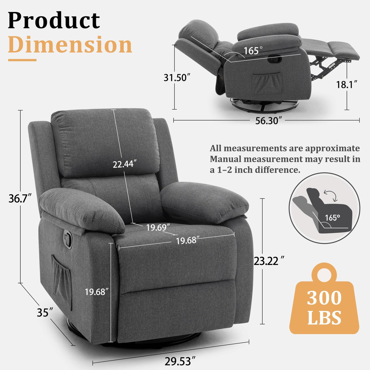 360 Swivel Rocker Recliner Chair Y904