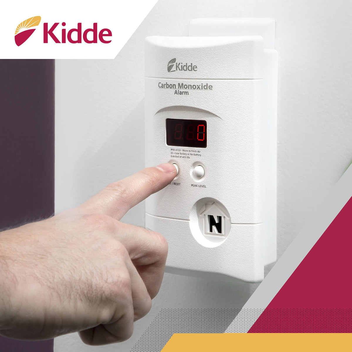 Carbon Monoxide Detector, Plug-In with Digital Display G925