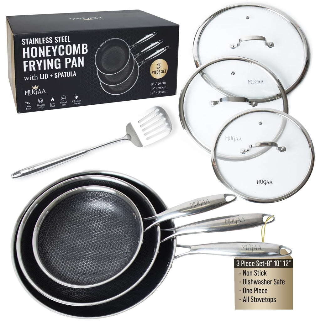 8/10/12" Stainless Steel Nonstick Pan Set L638813