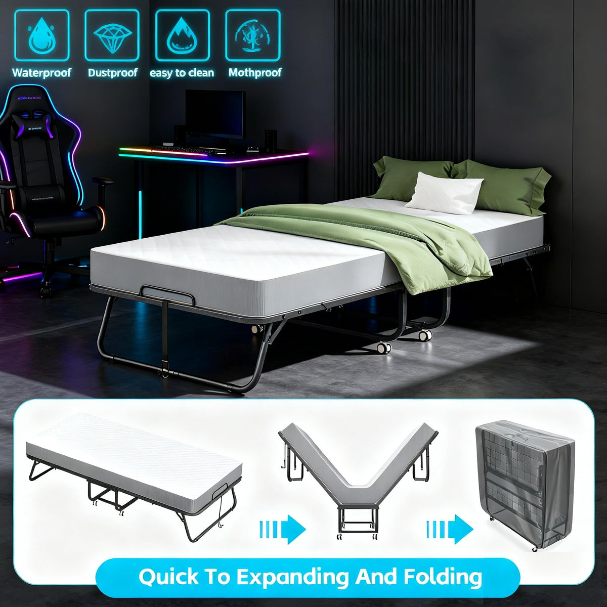 Folding Bed with Mattress P89760