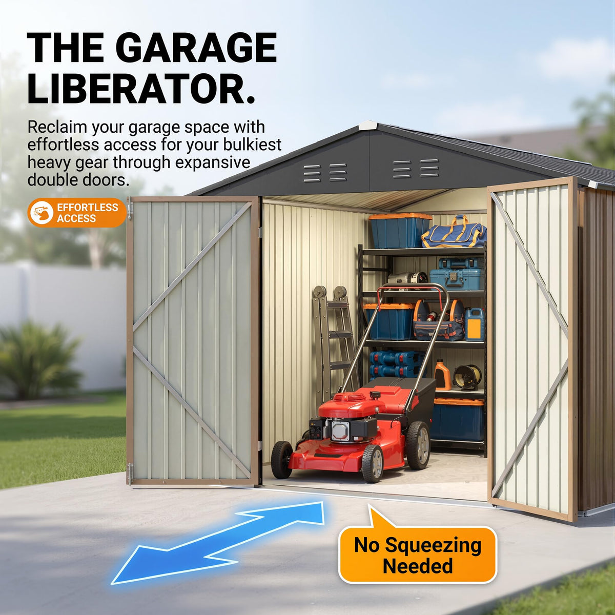 8x10 FT Metal Outdoor Storage Shed with Lockable Door Y3971