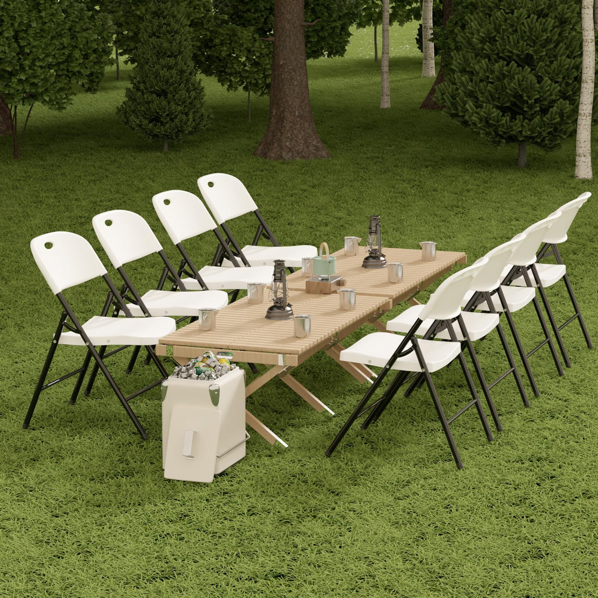 Heavy Duty Plastic Folding Chair with Steel Frame, White, 16 Pack N923