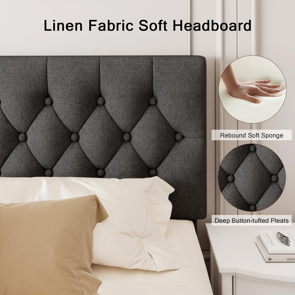 King Size Upholstered Platform Bed with Headboard O832