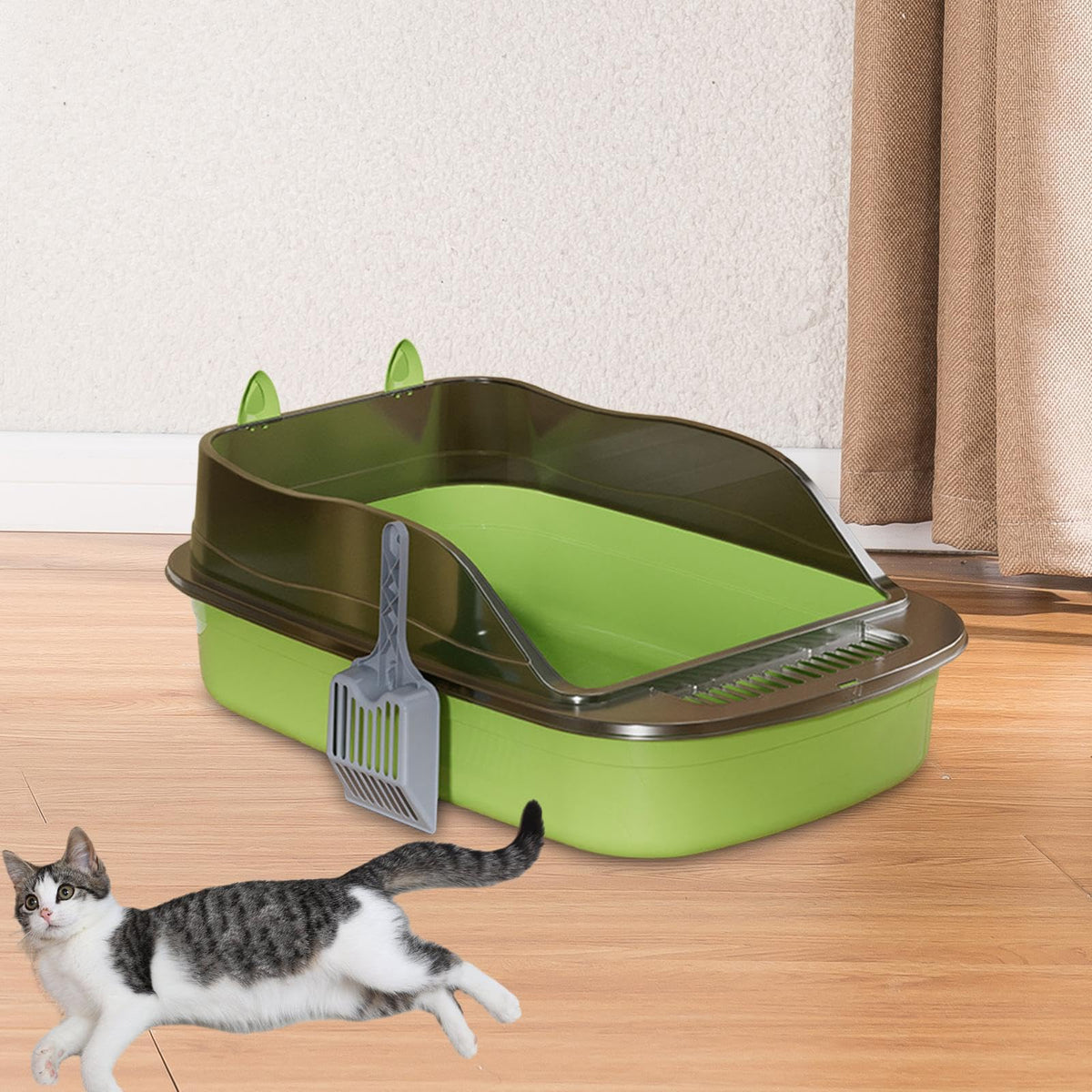 Green Semi Closed Sifting Cat Litter Box Z812
