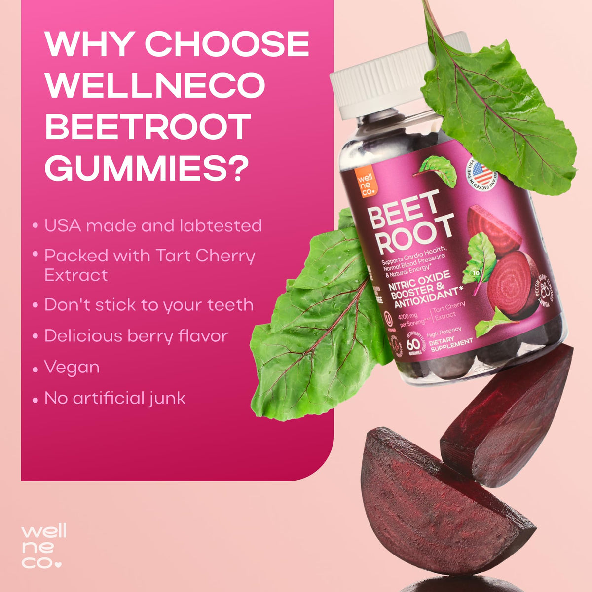 Beet Root Gummies with Tart Cherry, 60 Pcs U212