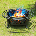 36 Inch Outdoor Fire Pit with Spark Screen Black W69554