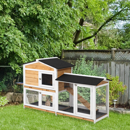 2-Story Wooden Rabbit Hutch with Ramp R10502