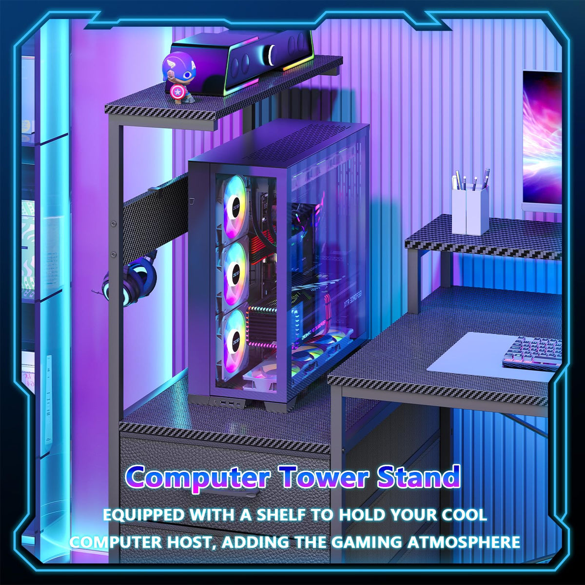 L Shaped Gaming Desk with Drawers A15179