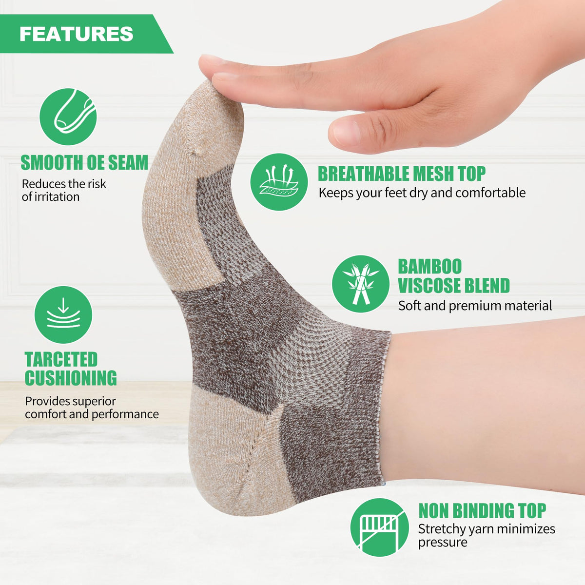 Diabetic Socks for Men, 12 Pairs Ankle & Low Cut Size 9-15 R511658