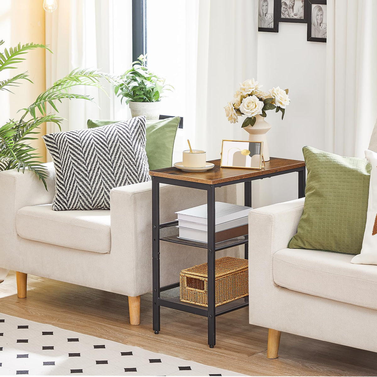 3-Tier Narrow End Table with Adjustable Shelves W41396