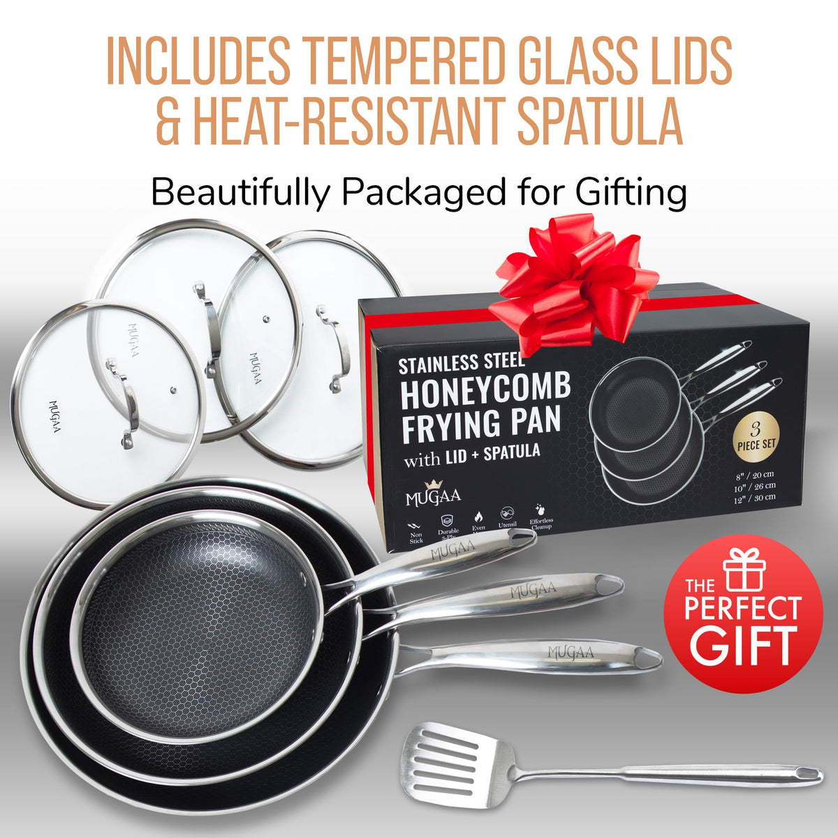 8/10/12" Stainless Steel Nonstick Pan Set L638813