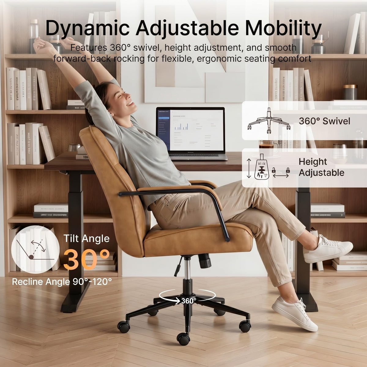 Ergonomic Faux Leather Office Chair with Lumbar Support N823546