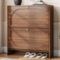 Luminous Walnut Shoe Storage Cabinet with Adjustable Shelves W6689