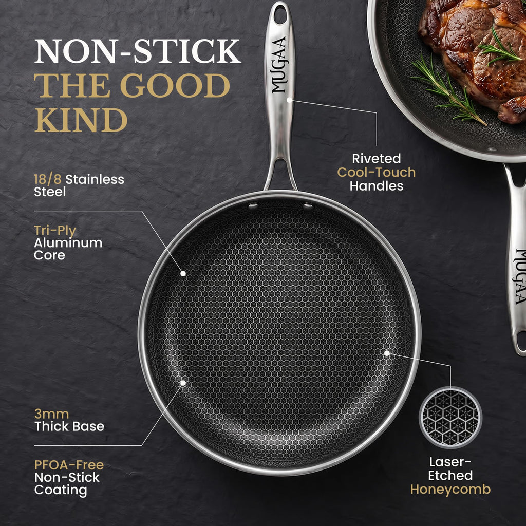 8/10/12" Stainless Steel Nonstick Pan Set L638813