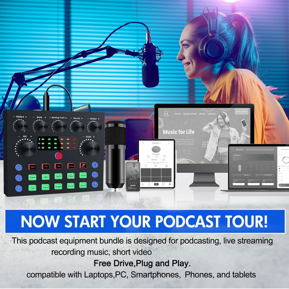 Podcast Equipment Bundle with Voice Changer O7944