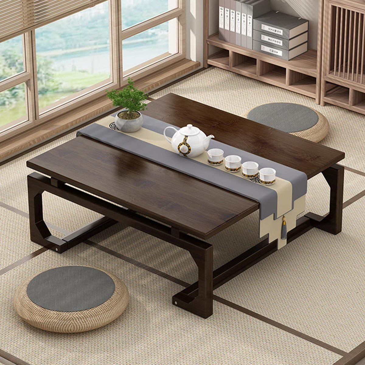 Japanese Floor Table Solid Wood 100x55x30cm T166