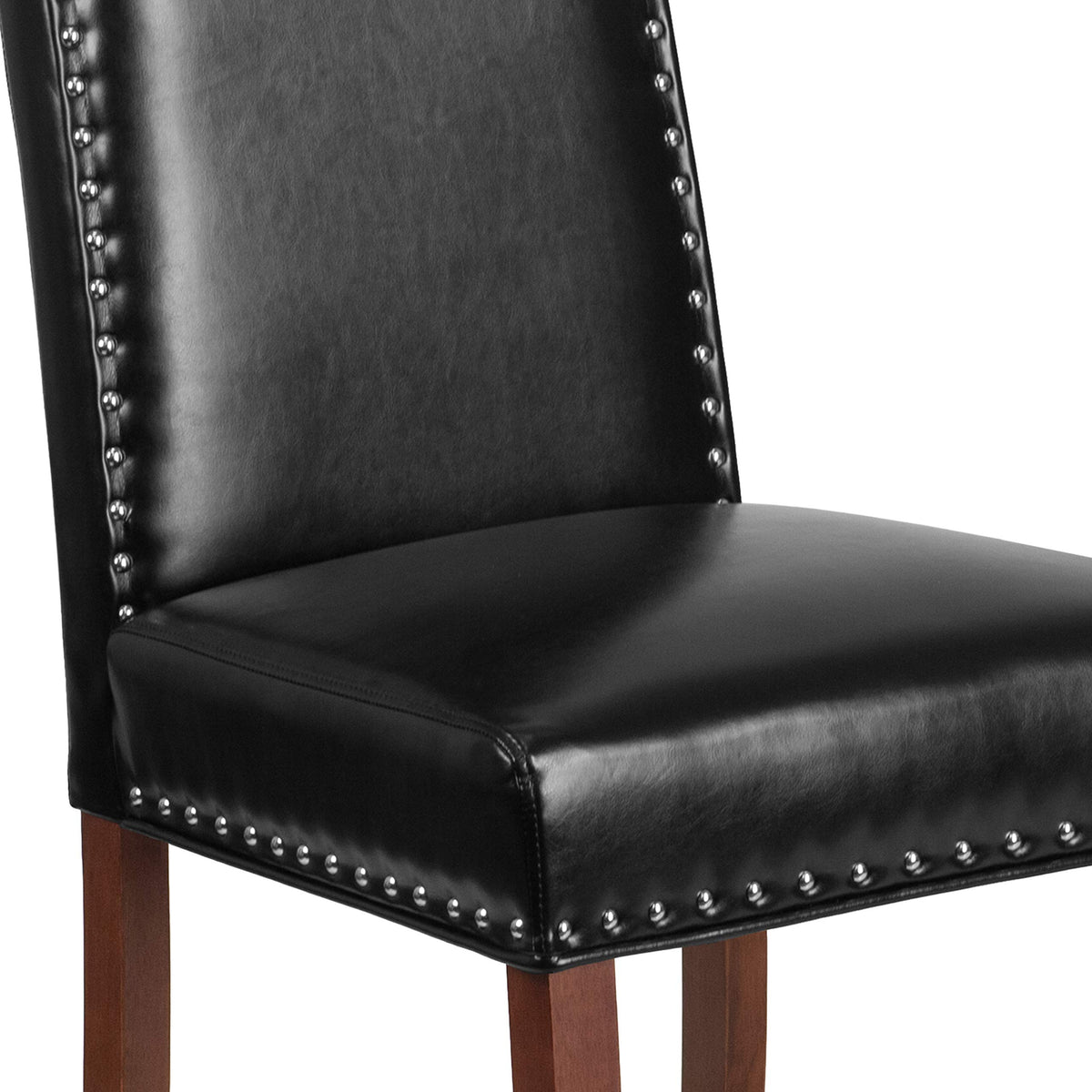 Black LeatherSoft Parsons Chair with Nail Trim M12425