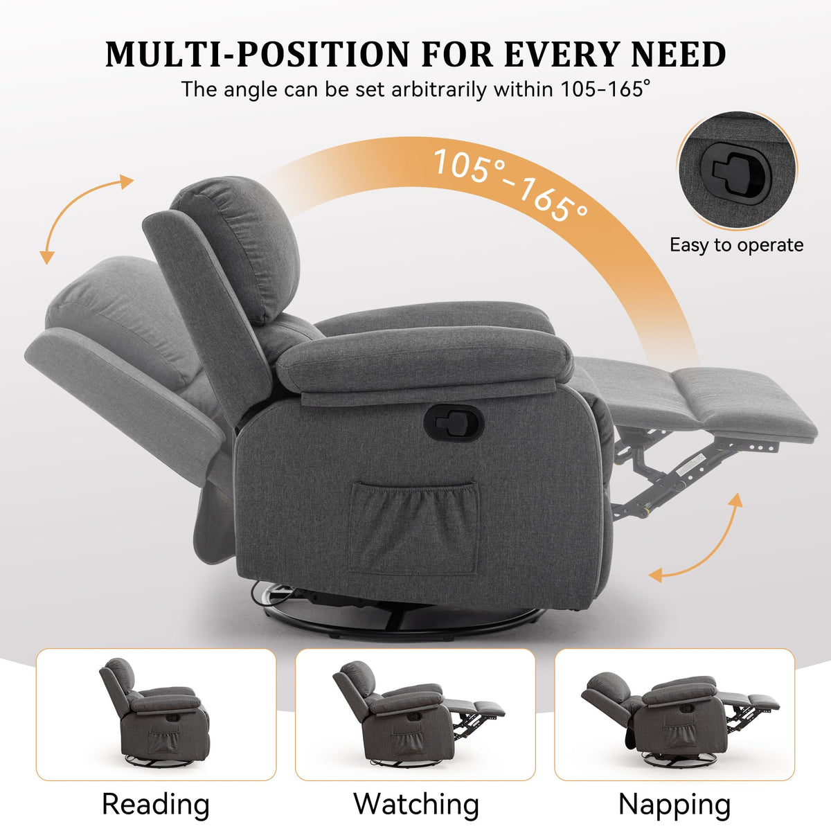 360 Swivel Rocker Recliner Chair Y904