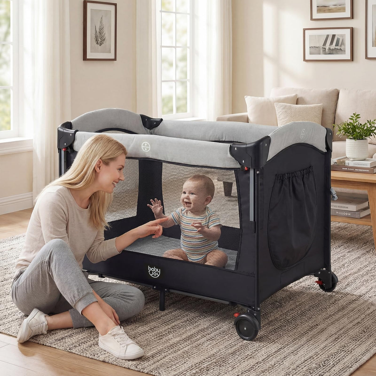 5-in-1 Pack and Play Bassinet Playard with Diaper Changer T54570
