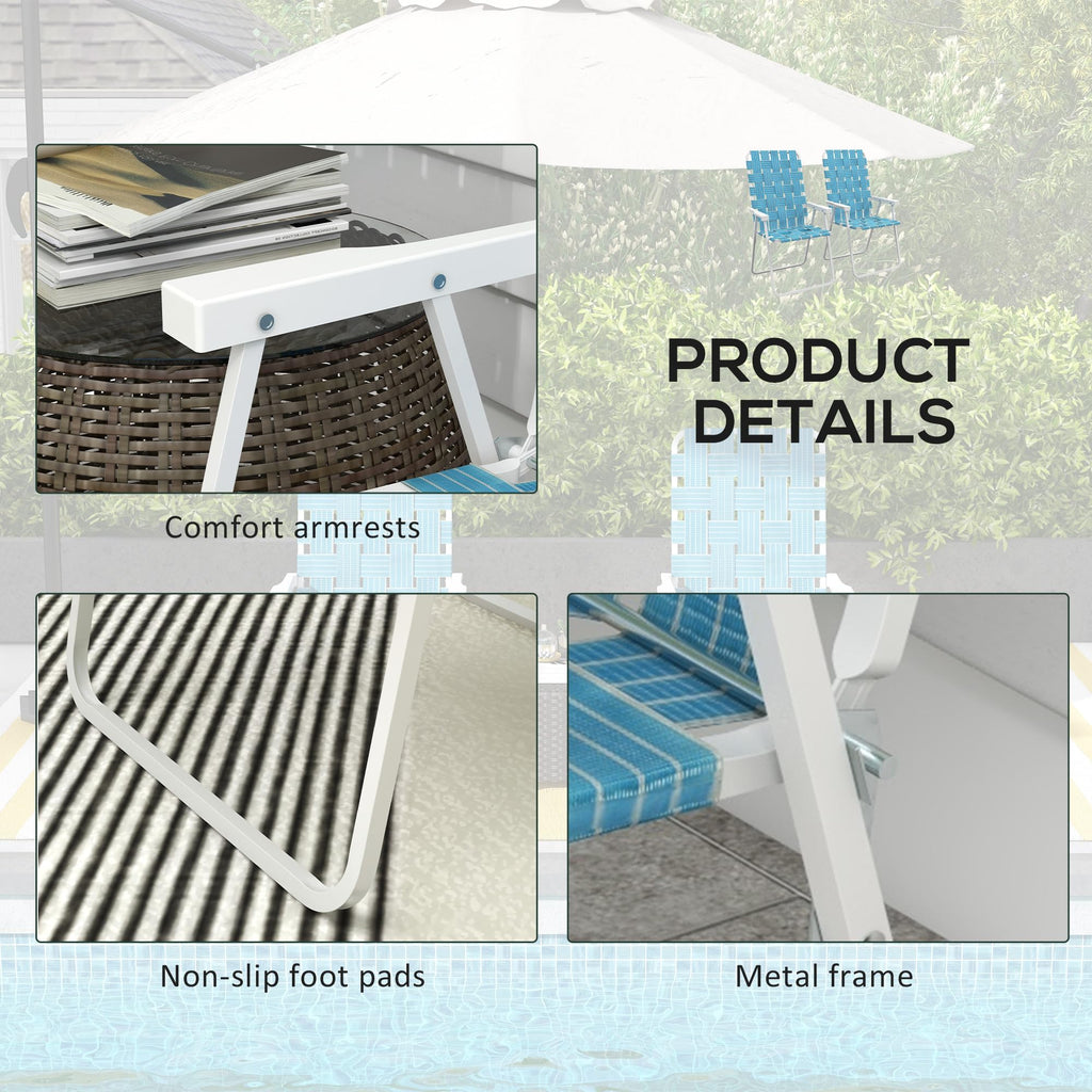 Set of 2 Blue Patio Folding Chairs Y9333
