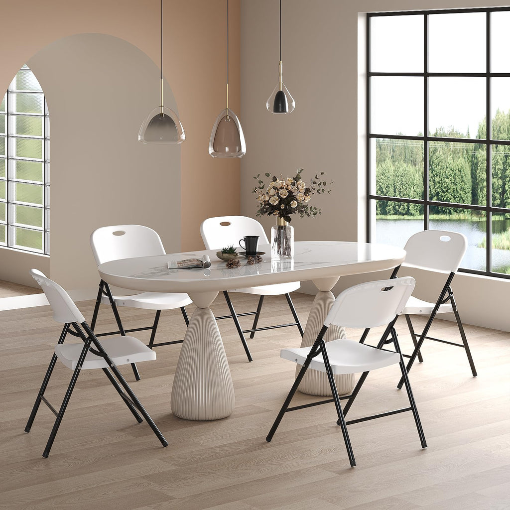 Heavy Duty Plastic Folding Chair with Steel Frame, White, 16 Pack N923
