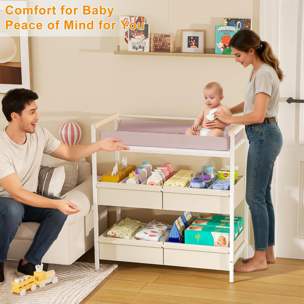 White Baby Changing Table with Storage G342
