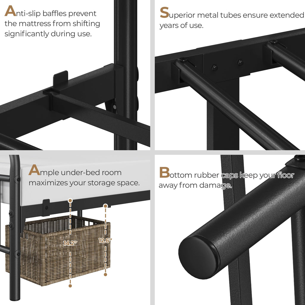 Black Metal Bed Frame with Spindle Headboard D11005