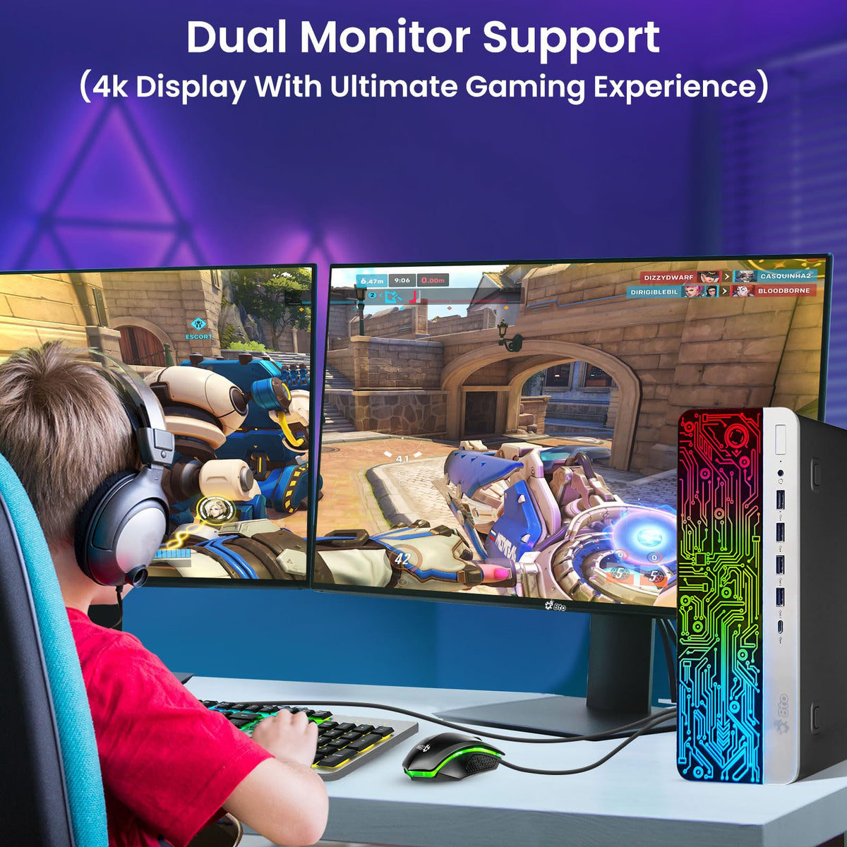 Intel Core i5 16GB DDR4 1TB SSD GT 1030 Gaming Desktop PC with 24 Inch Monitor E672355