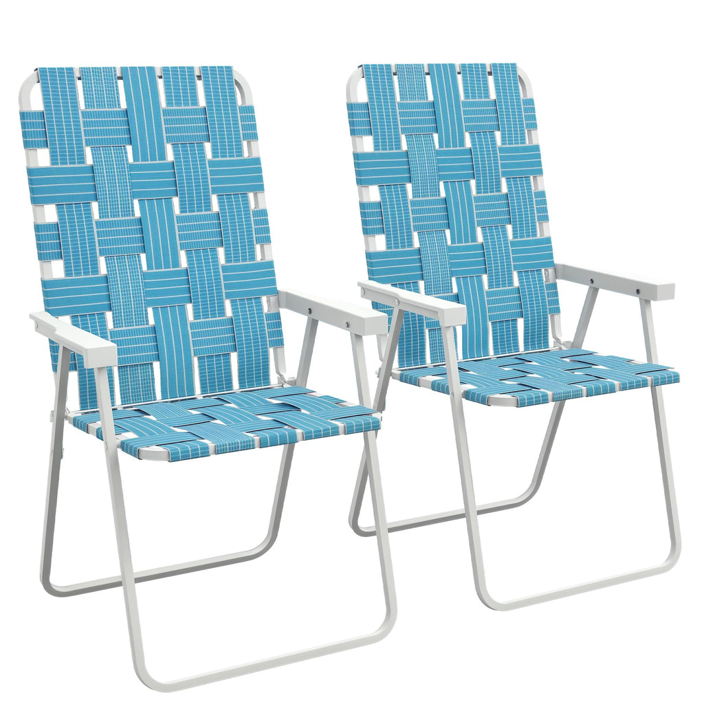 Set of 2 Blue Patio Folding Chairs Y9333
