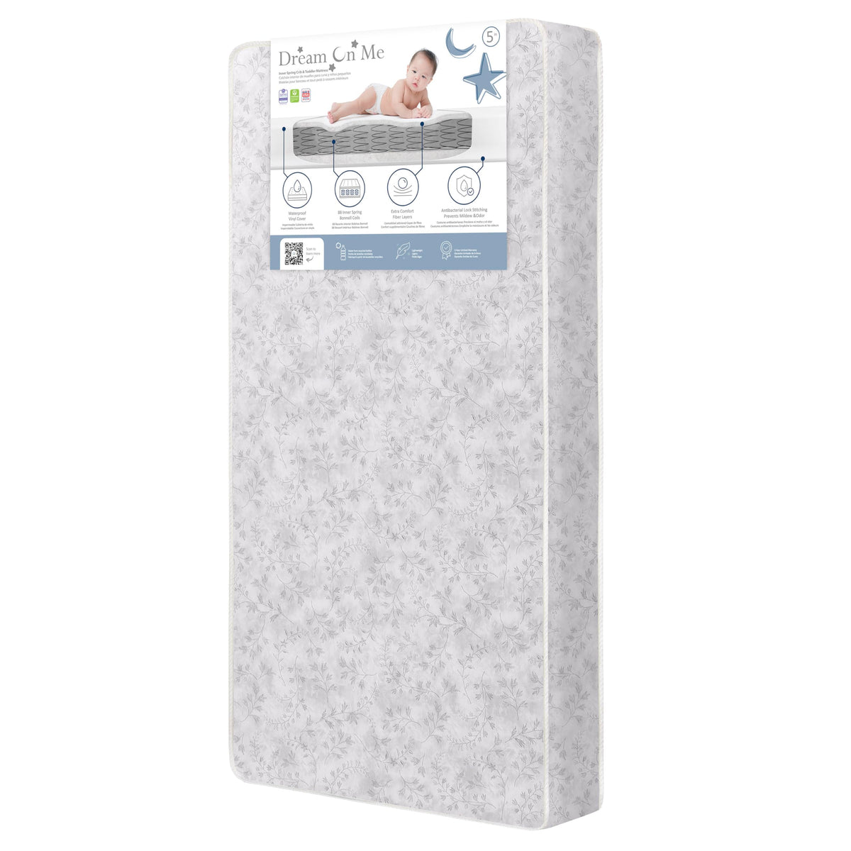Baby Crib Mattress, Reversible, Waterproof Cover, 52" x 28" x 5" M1284