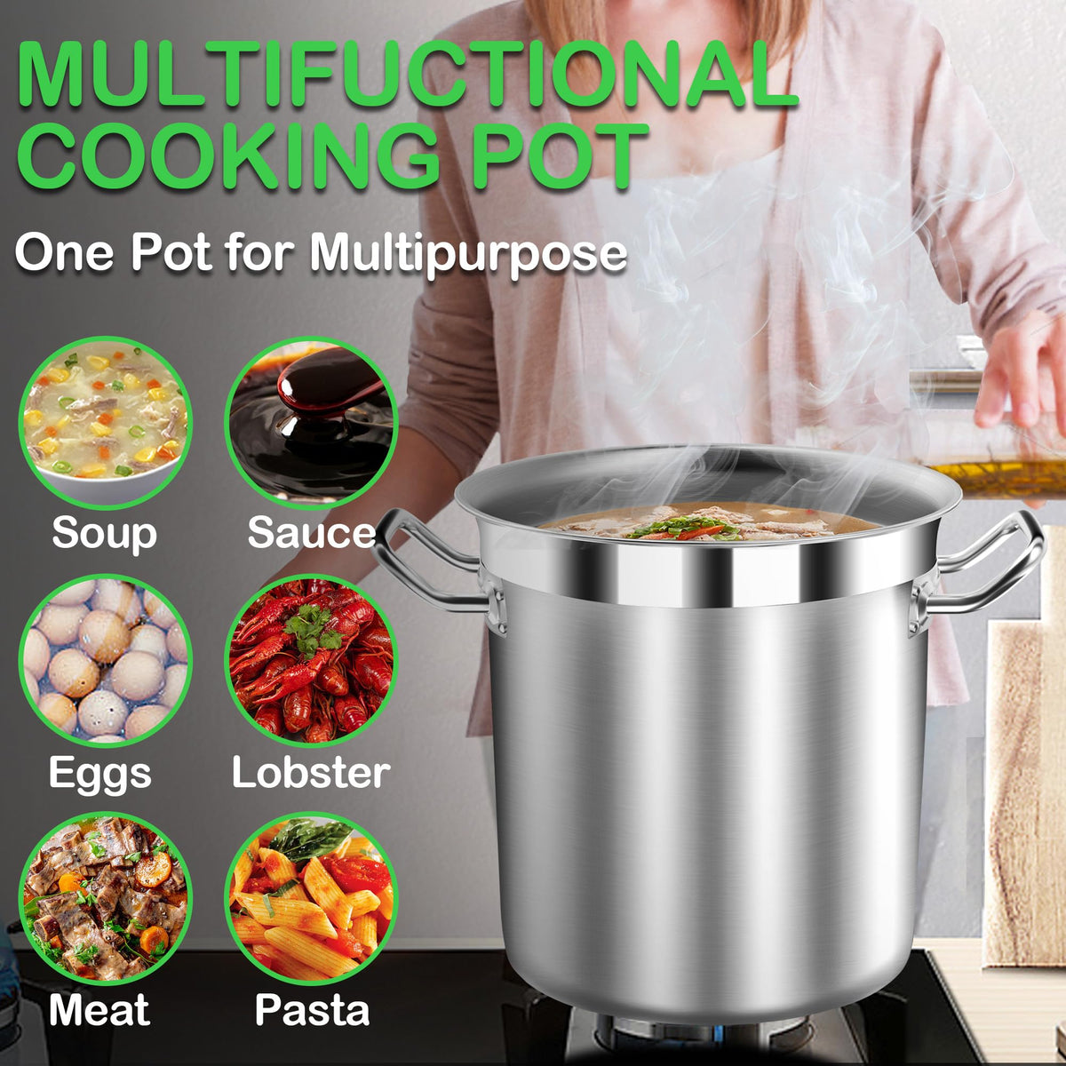 40 Quart Stainless Steel Stockpot with Lid C861767