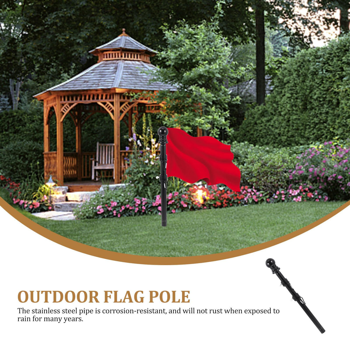 Black Rotating Flagpole Assembly with Base H2094
