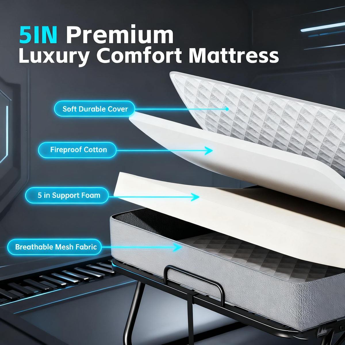 Folding Bed with Mattress P89760