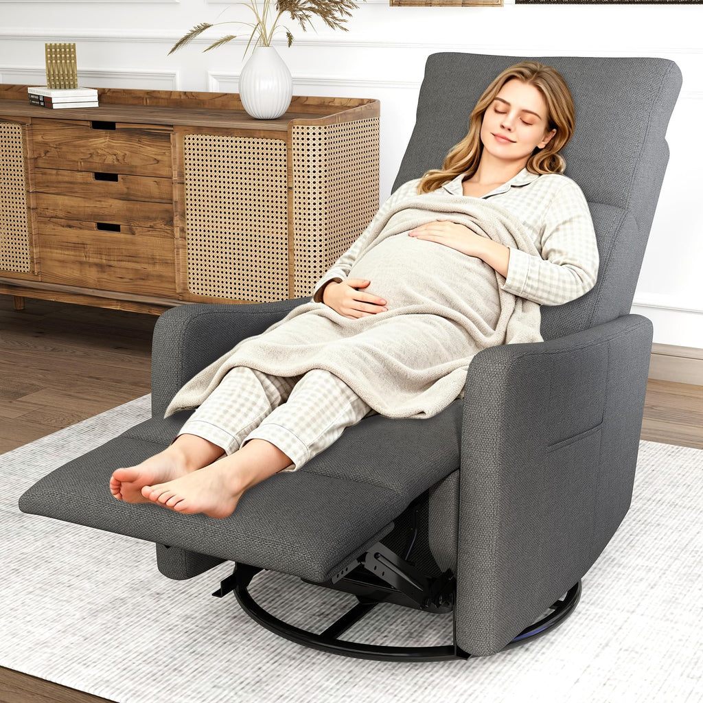 Dark Gray Velvet Swivel Recliner Chair M6294
