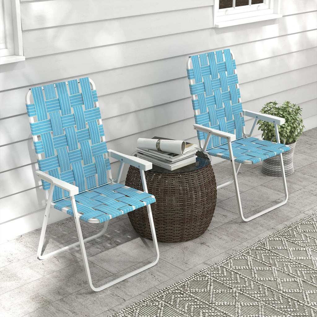 Set of 2 Blue Patio Folding Chairs Y9333