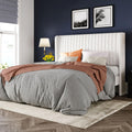 Queen Size White Velvet Upholstered Platform Bed U544558